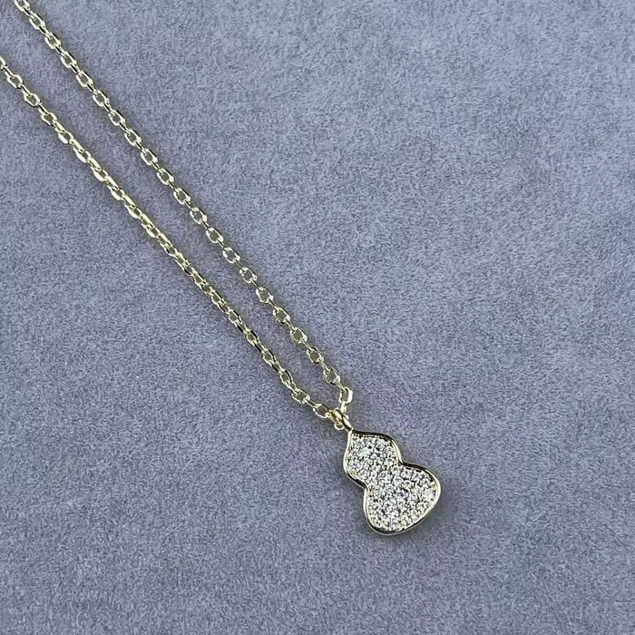Collier pendentif double gourde de luxe de style français pour femmes, en coquillage et pierres de c