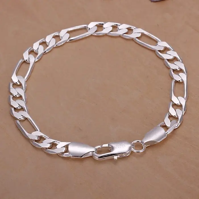 Bracelets fins en argent Sterling 925, 6-8mm, chaîne pour femmes et hommes, mode de mariage, bijoux 