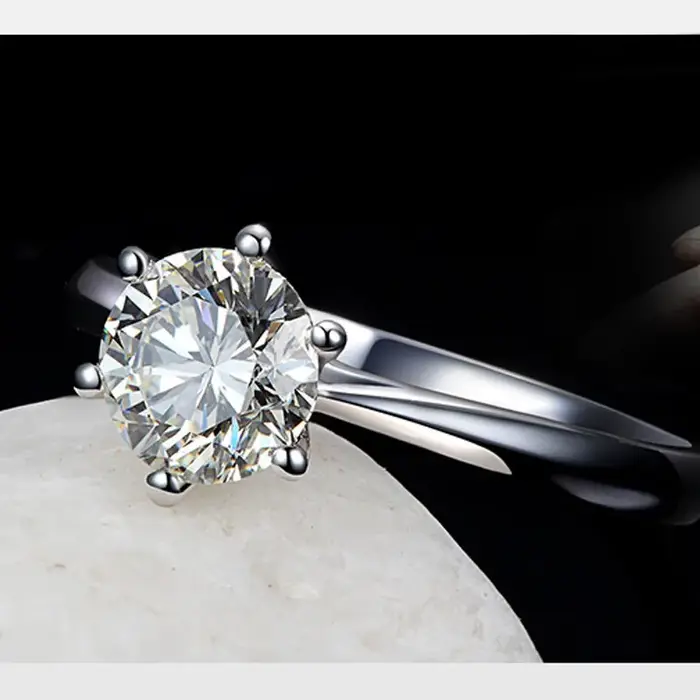 Bagues de mariage rondes en argent regardé 925 pour femmes et filles