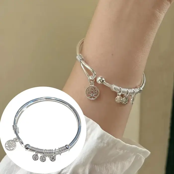 PANJBJ-Bracelet de bénédiction irrégulier en argent regardé 925, pendentif asymétrique, minimalisme,