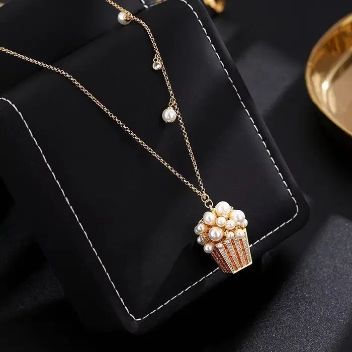 Ensemble de bijoux VKVVA élégant et tendance avec perles popcorn et zircon