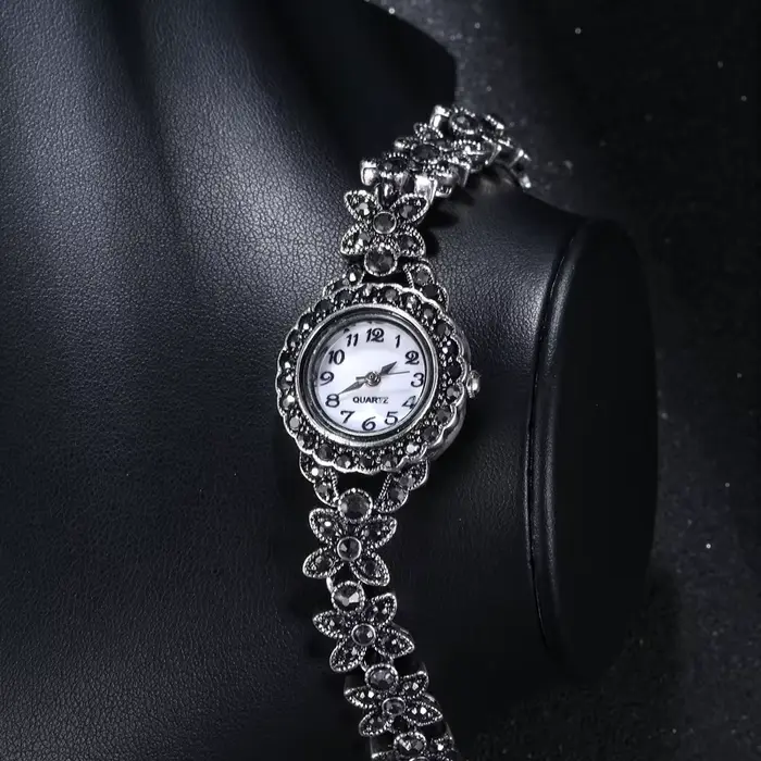 Bracelets plaqués argent prairie pour femmes, breloques pour filles, accessoires en cristal, mode dame, montres à quartz, accessoires à main féminins
