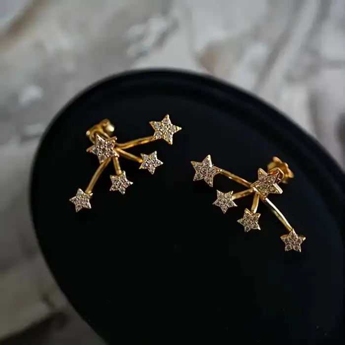 Boucles d'oreilles de luxe en forme d'étoile de cristal brillant pour femmes, boucles d'oreilles de 