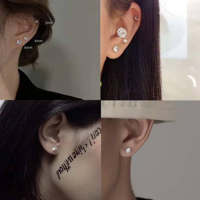 Boucles d'oreilles de luxe en cristal de zircon pour homme et femme modernes avec piercings cartilagineux anti-allergiques occasions spéciales