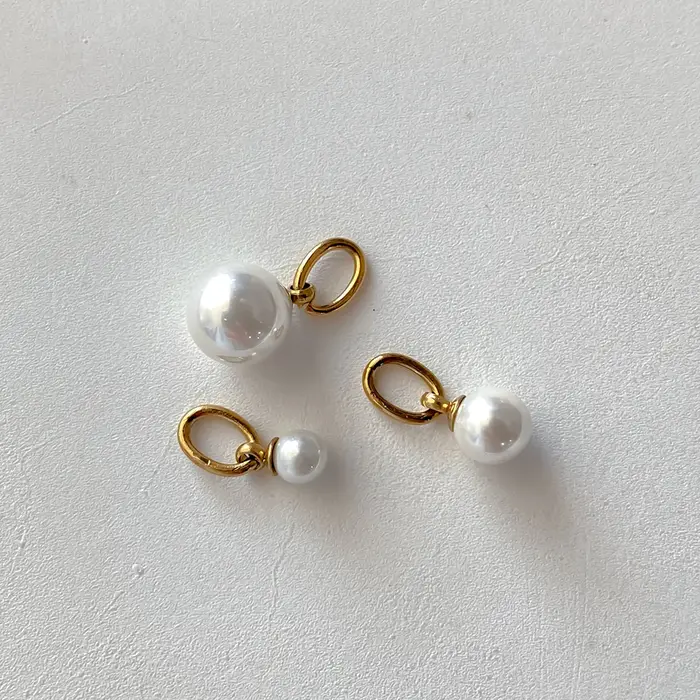 EManco – Lot de 3 breloques en perles d'imitation cultivées avec anneaux de jonction en acier inoxydable pour colliers