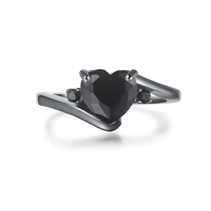 Bagues gothiques Vintage Punk en forme de cœur pour femmes, bijoux Holloween, couleur or noir, bague