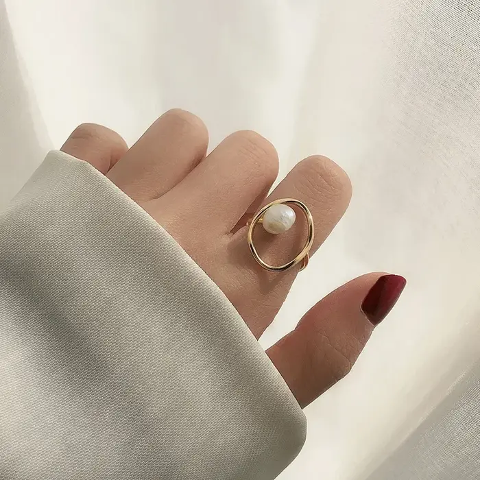 Bague ronde en plastique pour femmes, bijoux de Promotion, perle jaune or, cadeau d'anniversaire, ve