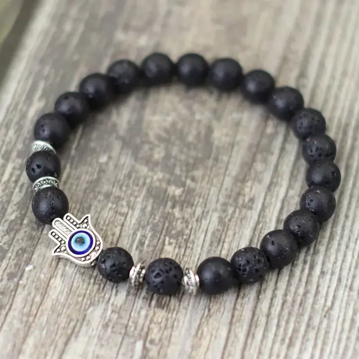 Bracelet mauvais œil homme femme Vintage couleur argent Fatima main
