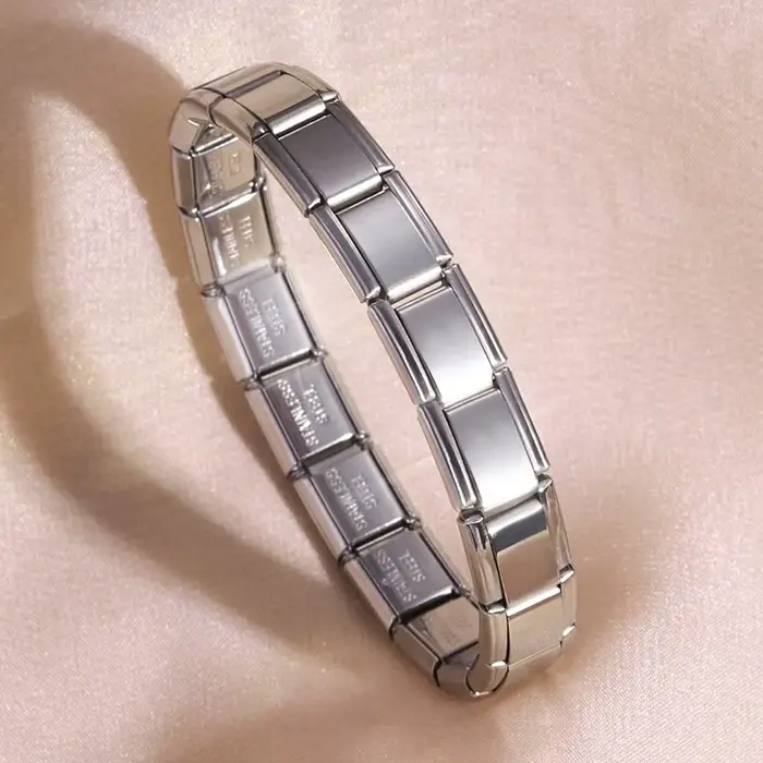 Jardme – Bracelet élastique italien en acier inoxydable pour femmes et hommes, couleur or, 9mm, Brac