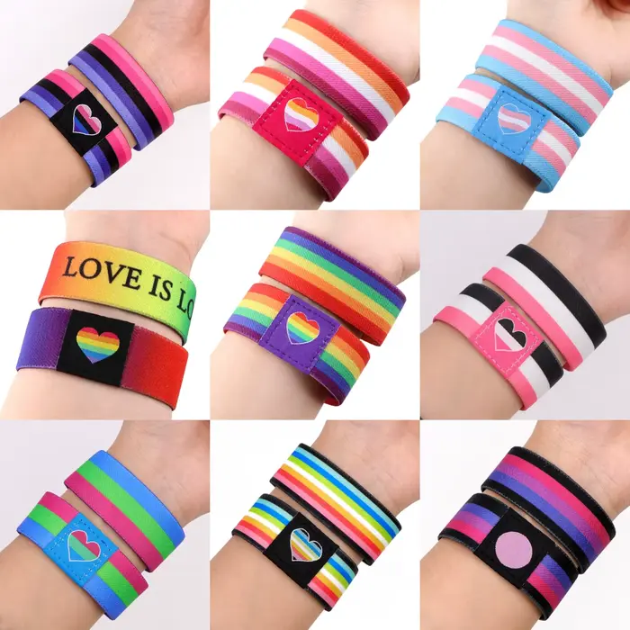 Bracelets élastiques en forme de cœur arc-en-ciel pour hommes et femmes, Bracelet d'amitié, accessoire coloré, cadeaux pour amis
