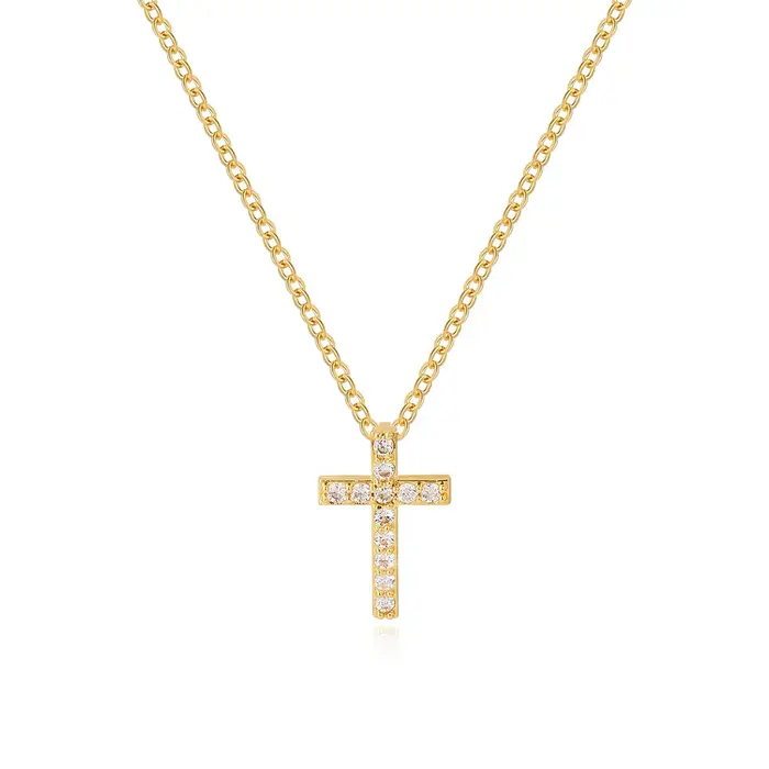 Nouveau collier croix plaqué or 18 carats pour femme
