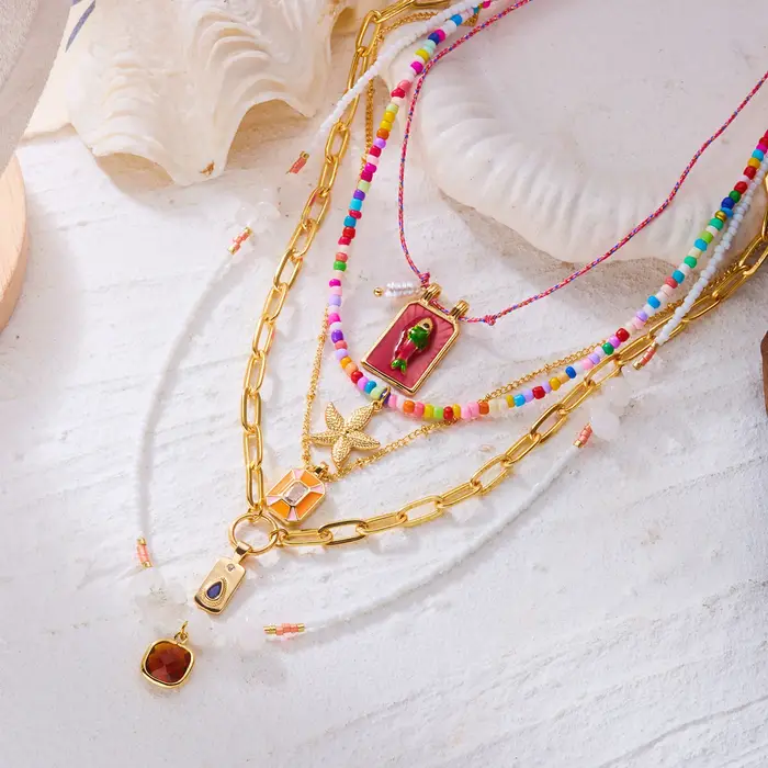 Lot de 5 Colliers Superposés Bohèmes pour Femme