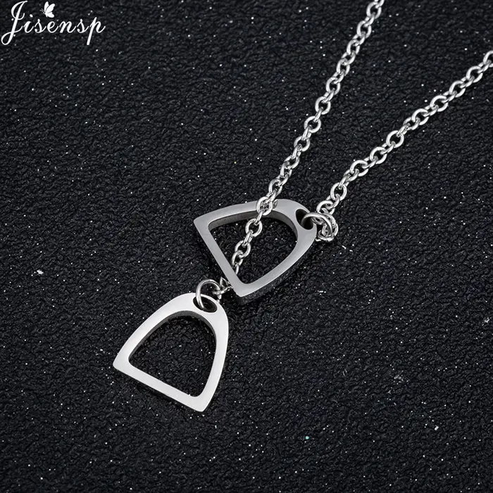 Collier long en acier inoxydable avec pendentif fer à cheval porte-bonheur pour femmes et hommes
