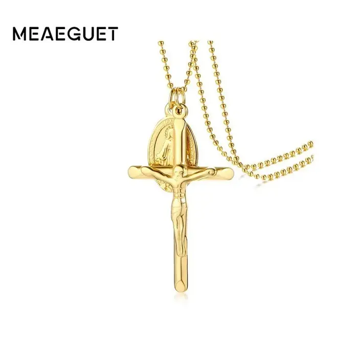 Collier avec pendentif en forme de croix et médaille miraculeuse de la vierge marie pour femmes, bij