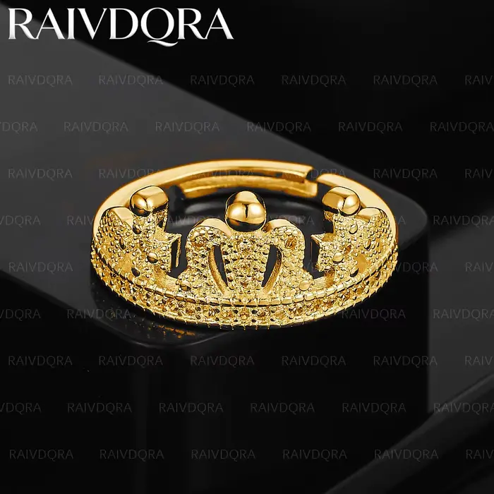 Bague de mariage couronne plaquée or 18 carats pour femmes, bijoux à la mode, accessoires de fiançai