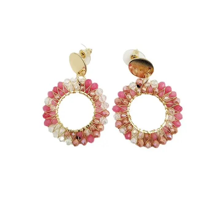 Boucles d'oreilles en perles de riz à tricoter à la main