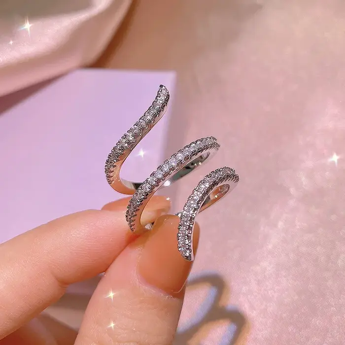 Bague géométrique en argent 925, en Zircon, ligne irrégulière, personnalité Simple, bijoux de fiança
