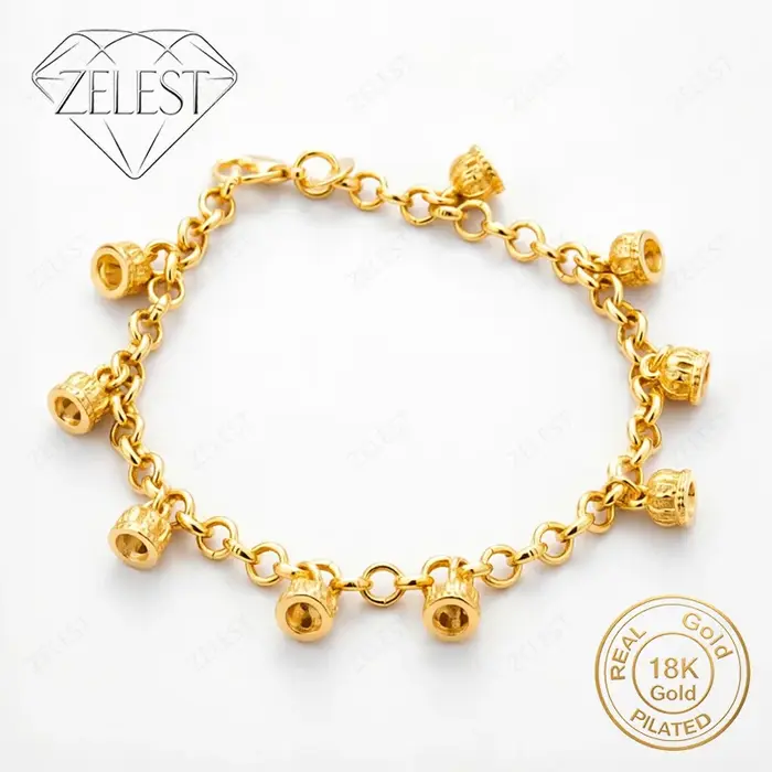 Bracelet cloche exquis en argent sterling 925 plaqué or 18 carats, 8 pouces, pour femmes, mode, mari