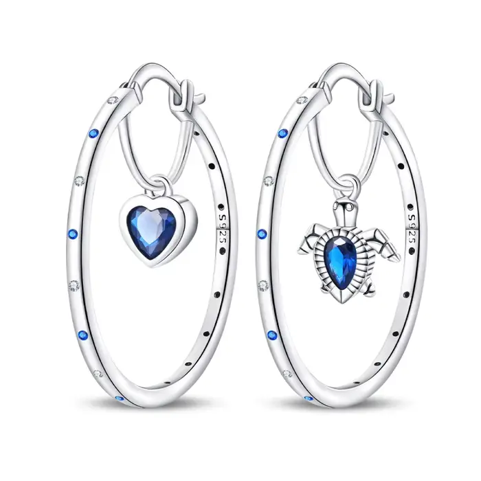 Nouvelles boucles d'oreilles en argent sterling 925 en forme de tortue de mer pour femme, brillantes