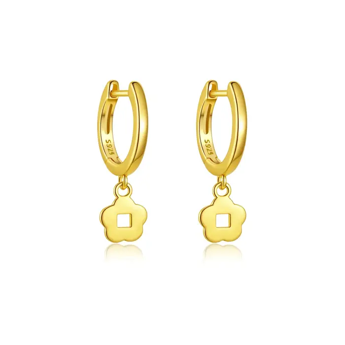 ANDYWEN 925 argent fleur balancent oreille manchette, bijoux floraux ajourés minimalistes, boucle d'