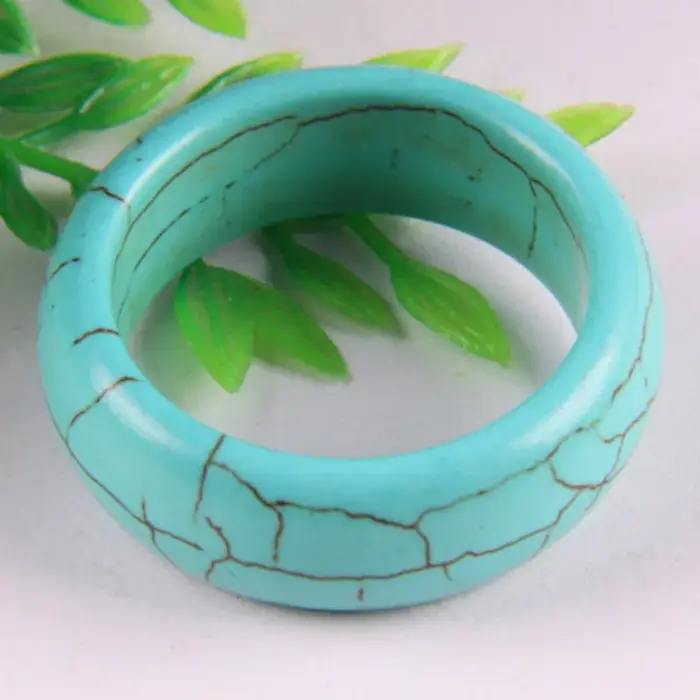 Bague en pierre turquoise bleue, taille 5,7, bijoux à la mode