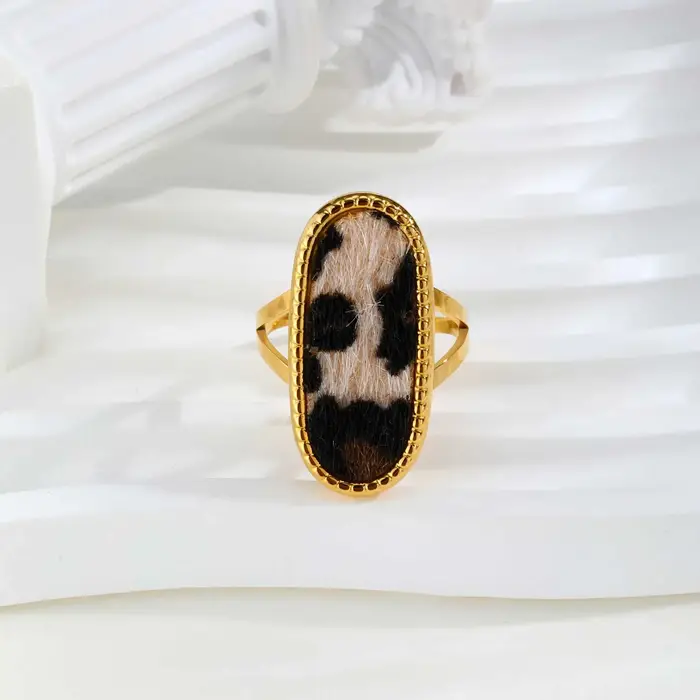 Bague Chic en peluche imprimé léopard pour femmes