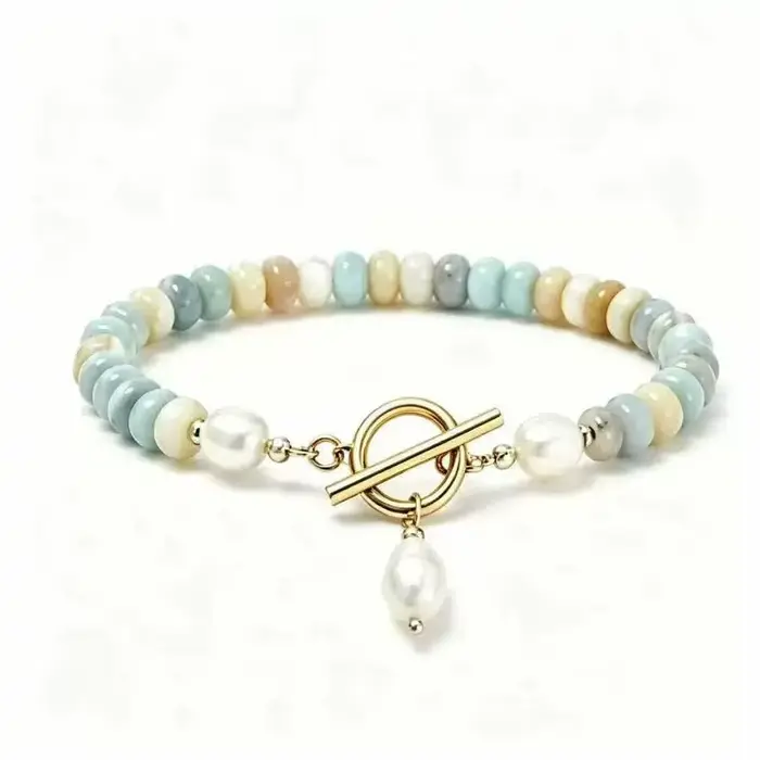 Collier turquoise pour femme, fait main, turquoise naturelle, perle d'eau douce, fermoir à bascule, 
