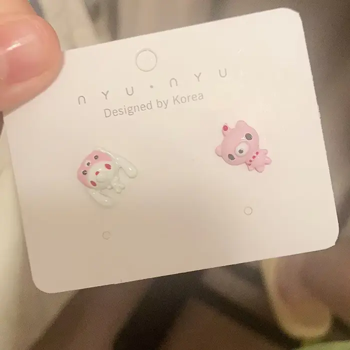 Boucles d'oreilles asymétriques Gloomy Bear, design lapin et ours mignon, style doux, minimaliste, p