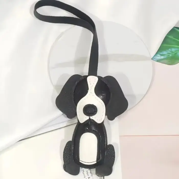 Brelôcle en forme de Border Collie en cuir avec sangle réglable pour sac à dos pour chiots et amoureux des animaux pour diverses occasions