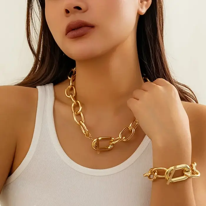 JOMetal-Collier court à clavicule pour femme
