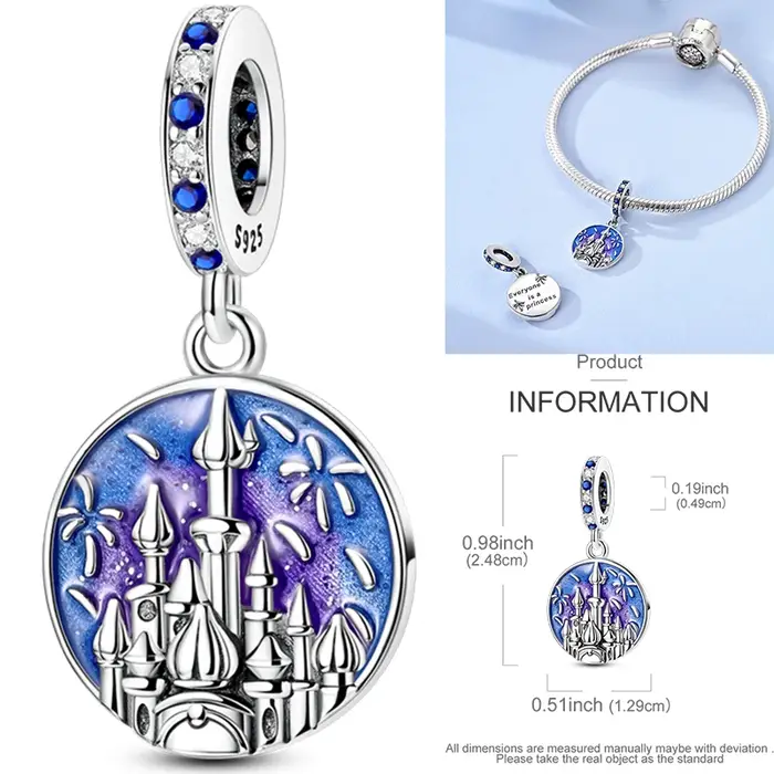 Breloques d'église en argent sterling 925 serties de zirconium blanc pour femmes occasions spéciales et bijoux de voyage autour du monde