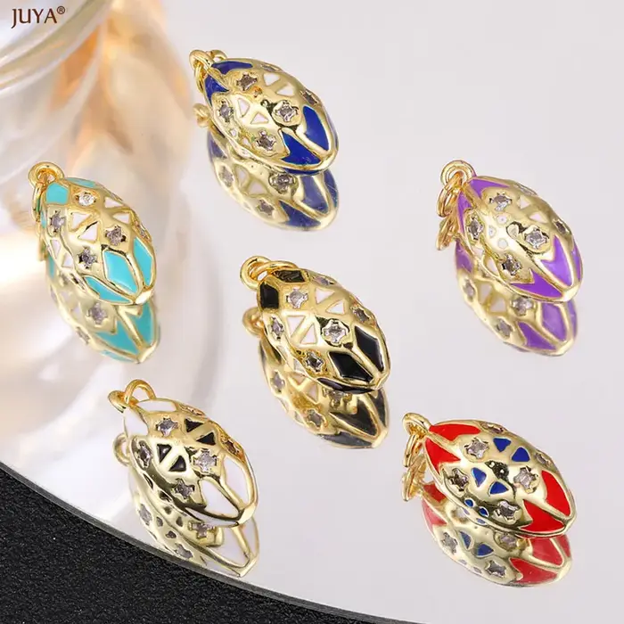 JUYA nouveau pendentif goutte d'eau 3D Type bohême CZ émail breloque pour bricolage femmes colliers fabrication de bijoux accessoires