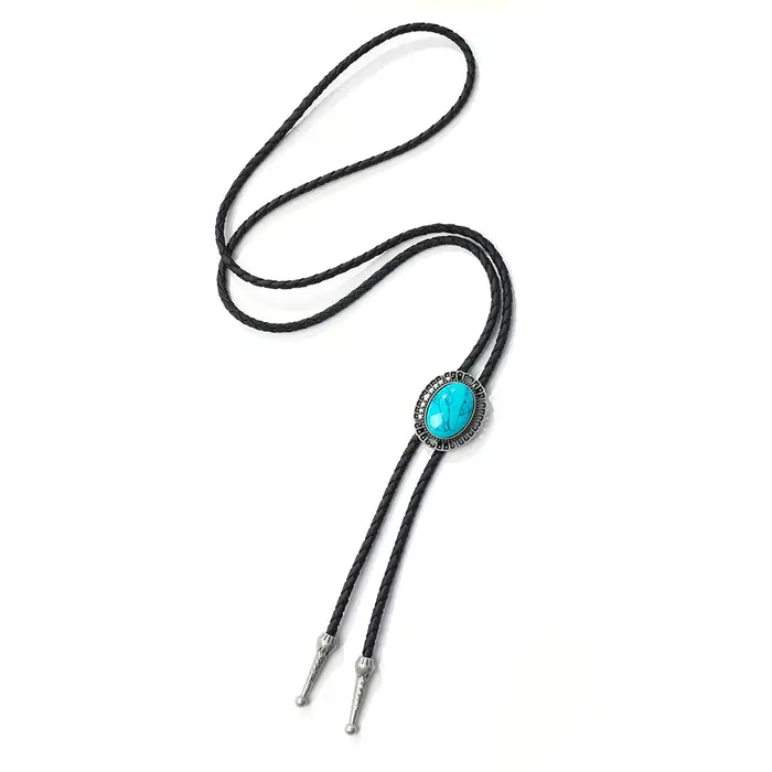 JOWestern Denim Bolo aught Collier, Vintage Turquoise, Ajustable PmotSweater, Business Wedding Attir