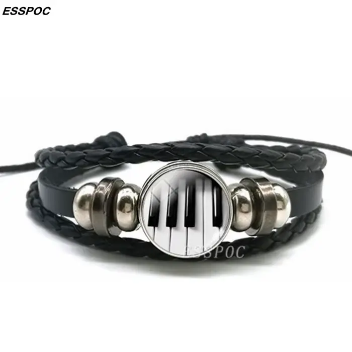 Bracelet multi-couches en cuir pour hommes et femmes, clavier de Piano, boucle, bijoux faits à la ma