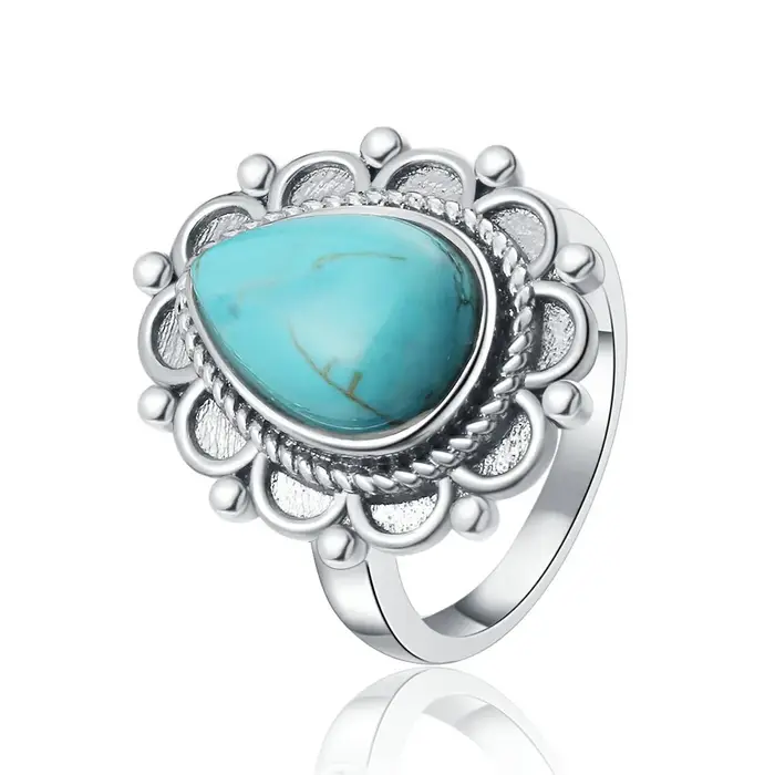 Bague en argent bijoux 9*13mm Turquoise Thai bague en argent Boutique bijoux femmes fiançailles mari
