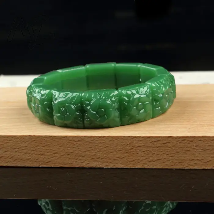 Bijoux naturels véritable Jade fleur Bracelet