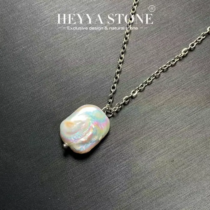HEYYA – collier avec pendentif en perles baroques naturelles pour femmes, plaqué or, bijoux fins sim