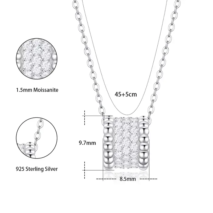 M-JAJA Réel Moissanite Collier pour Femme 925 Sterling Silver JOGemstone D document VVl's Lab Diaman