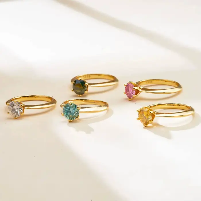 Bague solitaire en Moissanite 1 Carat
