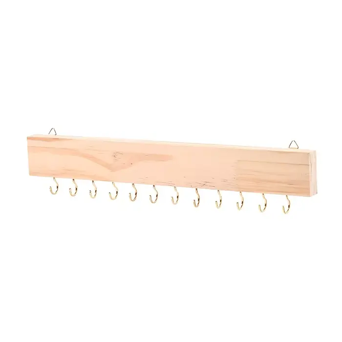 Support mural en bois pour colliers, porte-bijoux multi-crochets sans perçage, organisateur mural po