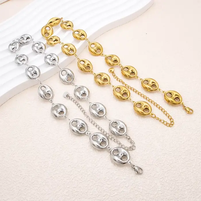 Collier chaîne à breloques grain de café acier inoxydable 316L femme élégant cadeau occasion spéciale