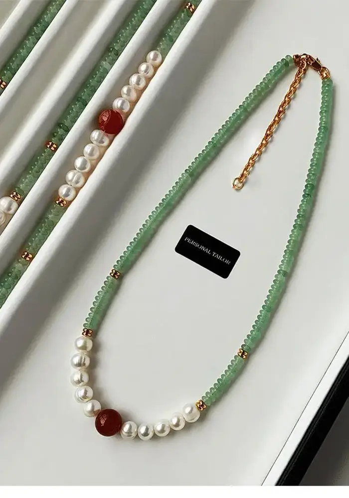 Nouveau Style élégant naturel Jade & perle d'eau douce & pierre d'agate 14K or rempli femme ensemble de bijoux pour femmes collier Bracelet