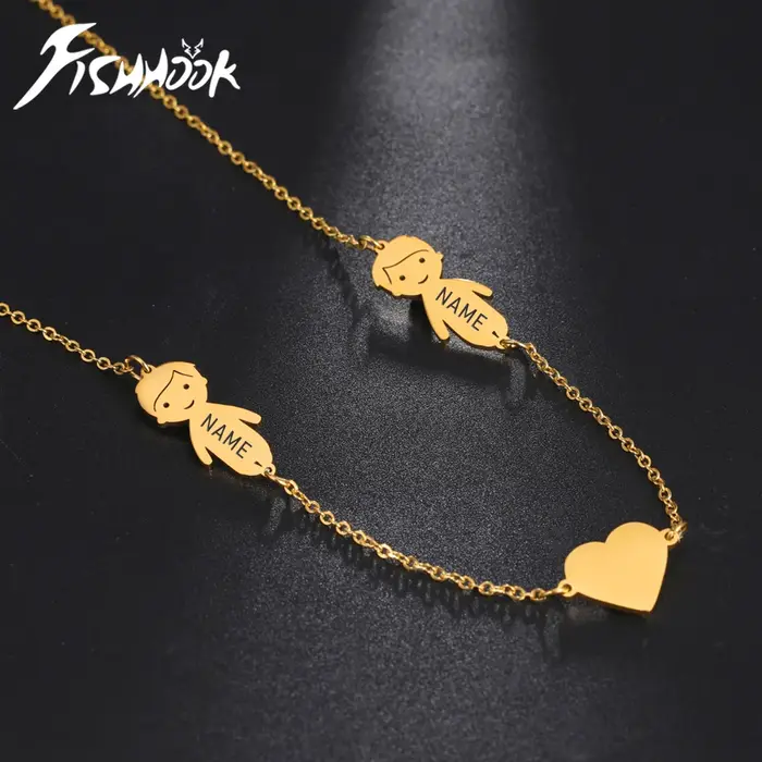 Collier Personnalisé en Acier Inoxydable avec Chaîne de Maillons et Pendentif Cœur pour Hommes Femmes Occasions Spéciales Présent Nom Gravé