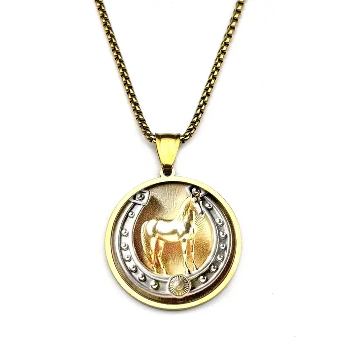 Collier fer à cheval en acier inoxydable pour femmes et hommes