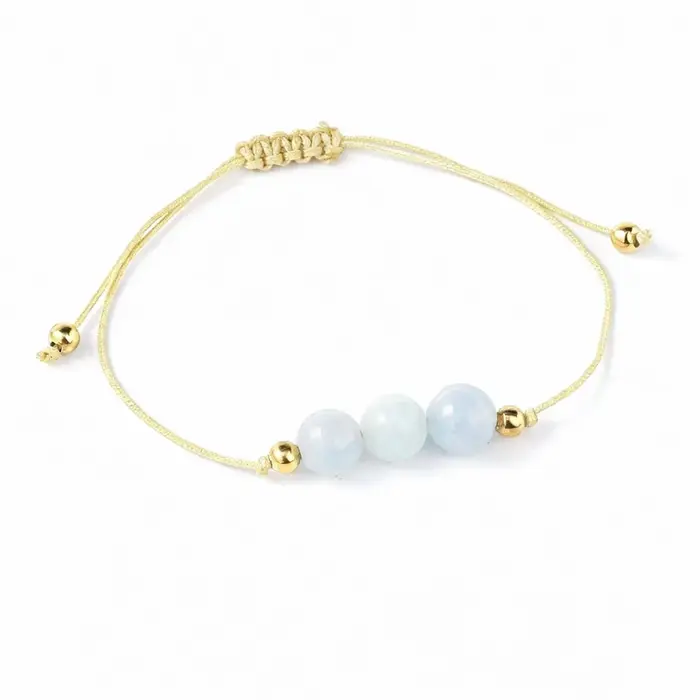 Bracelets aigue-marine pour femmes, tissage réglable fait à la main, perles en pierre naturelle véri