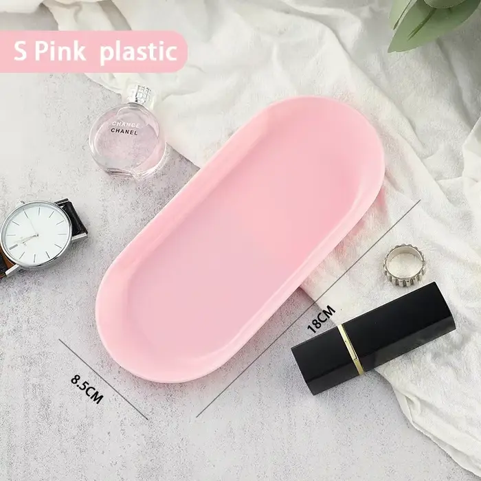 Plateau à bijoux en acier inoxydable style Ins, plateau métallique multi-formes pour cosmétiques dom