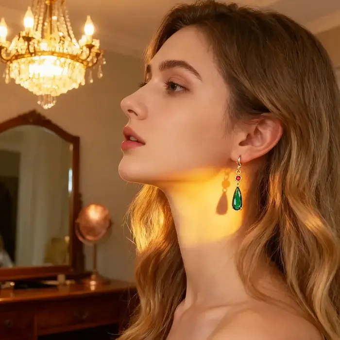 Boucles d'oreilles élégantes en cristal, inspirées du château mobile de Hayao Miyazaki, perles rouges, cadeau de bijoux de Noël Unique pour femme occasions spéciales