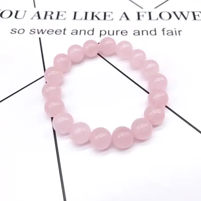 Bracelet extensible en pierre naturelle de quartz rose en poudre, bijoux perlés, cadeau pour femme et amoureux, vente en gros