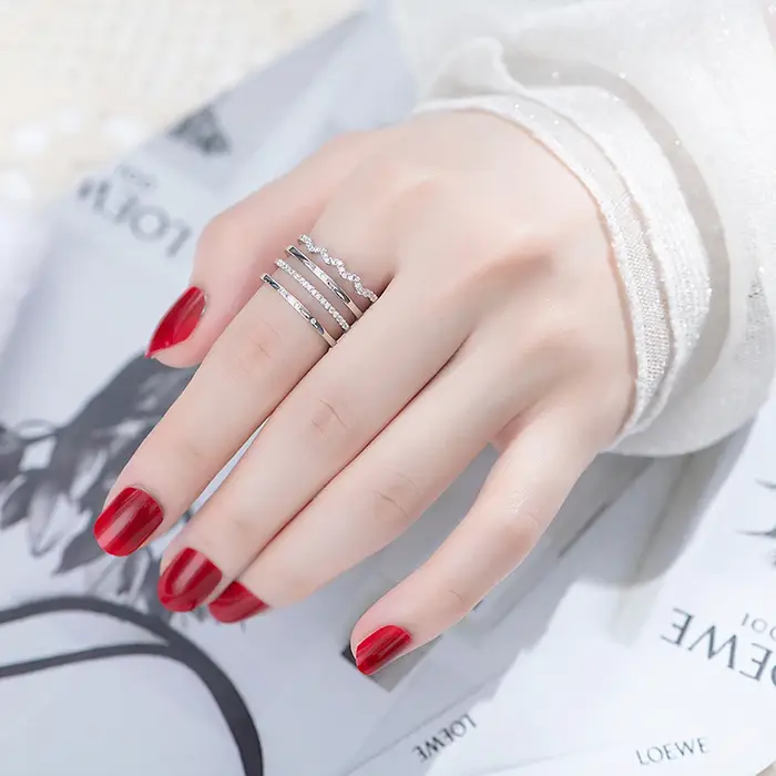 Hyperbole-Bague multicouche en argent regardé 925 pour femme