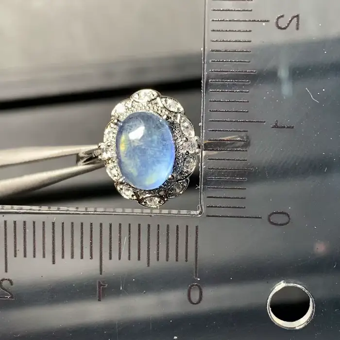 Bague aigue-marine naturelle réglable pour femmes, bijou romantique et mignon pour parties et cérémonies, pierre unique et éclat subtil
